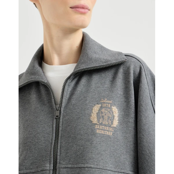 Smooth French terry sweatshirt with logo in Dark Grey - Image 4