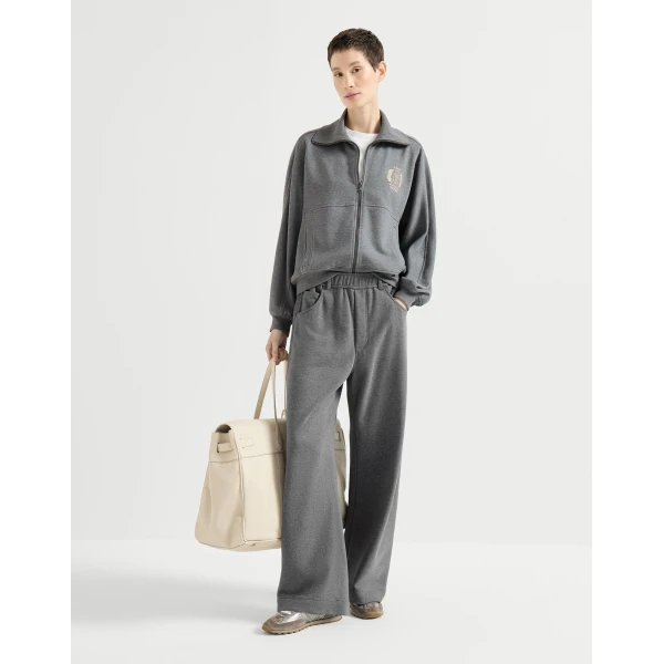 Smooth French terry sweatshirt with logo in Dark Grey - Image 6