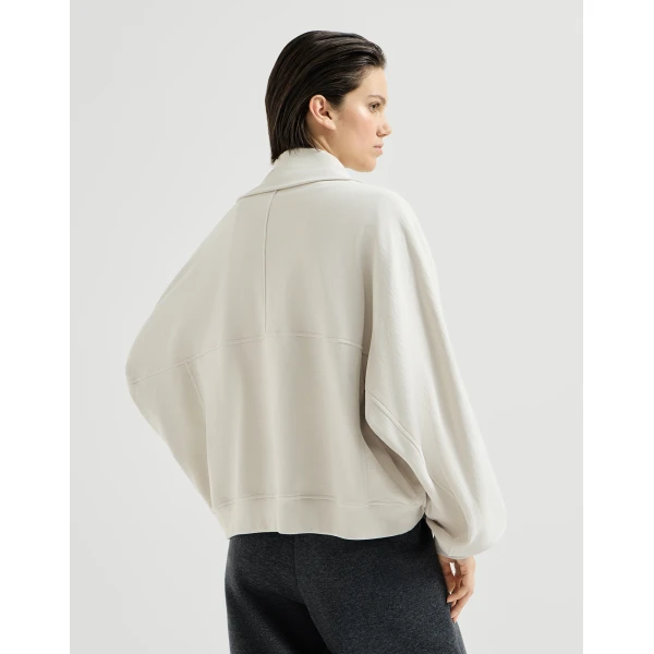 Smooth French terry sweatshirt with logo in Milk - Image 3