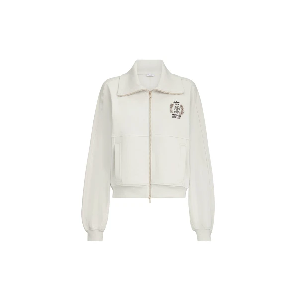 Brunello Cucinelli Smooth French terry sweatshirt with logo in Milk