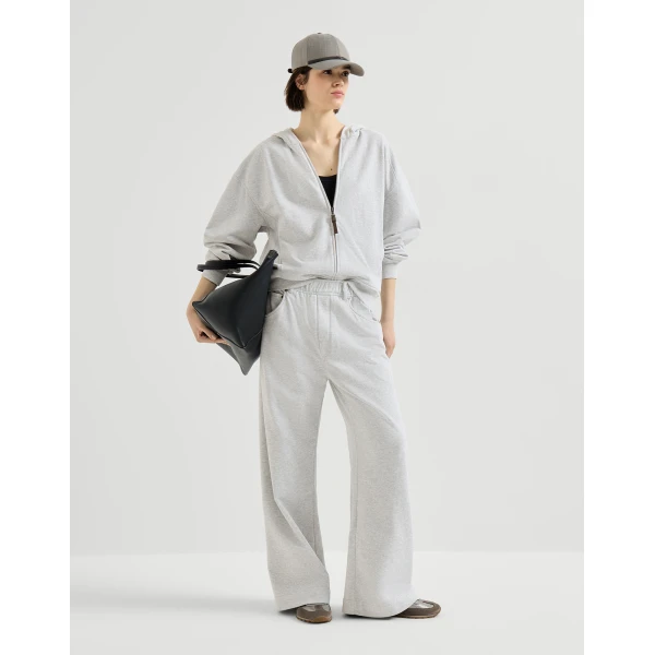Smooth French terry trousers in Silver - Image 6