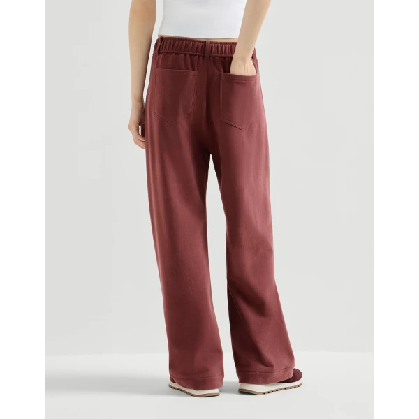 Smooth French terry trousers in Wine - Image 3