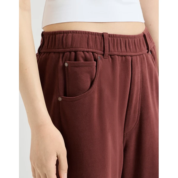 Smooth French terry trousers in Wine - Image 4