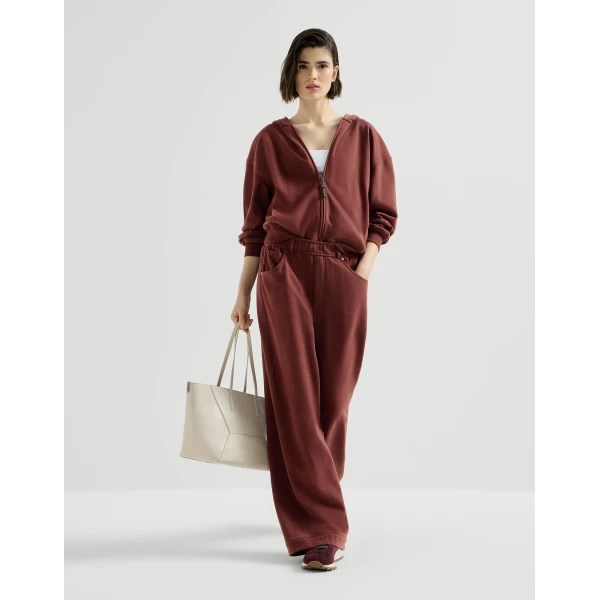 Smooth French terry trousers in Wine - Image 5