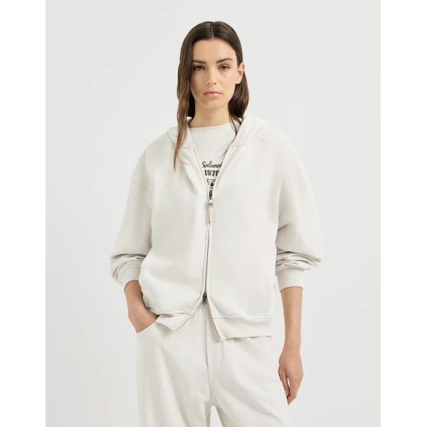 Smooth cotton French terry sweatshirt in Milk - Image 2