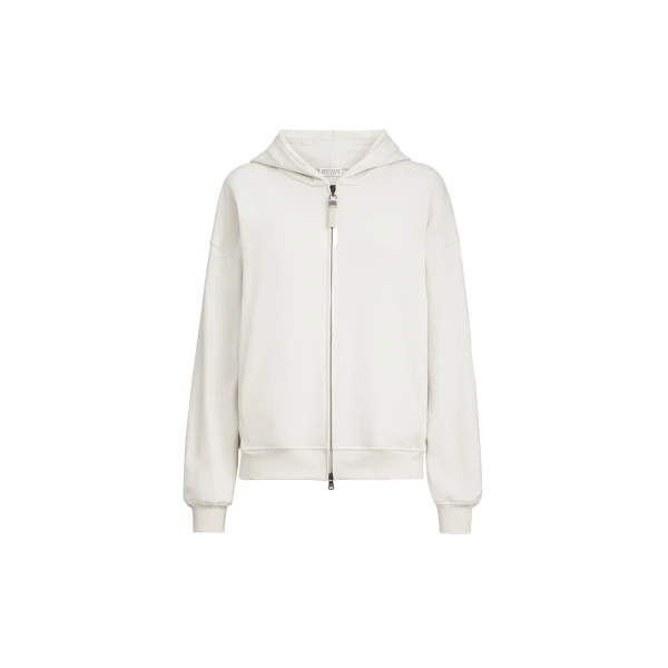 Brunello Cucinelli Smooth cotton French terry sweatshirt in Milk