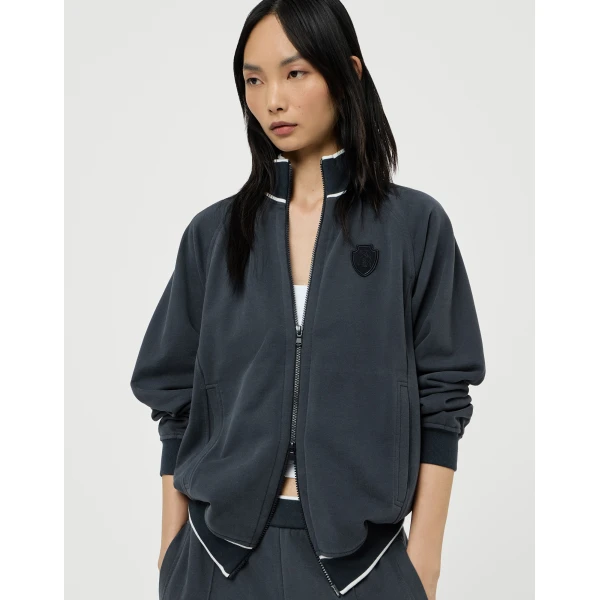 Smooth cotton French terry sweatshirt in Navy Blue - Image 5