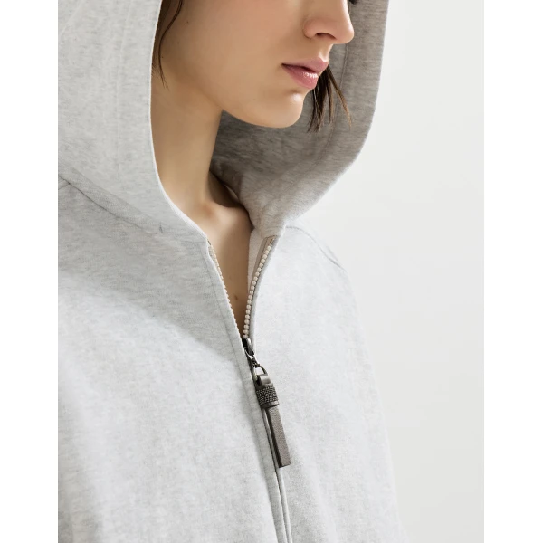 Smooth cotton French terry sweatshirt in Silver - Image 4