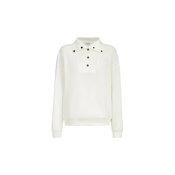 Brunello Cucinelli Smooth cotton French terry sweatshirt in White