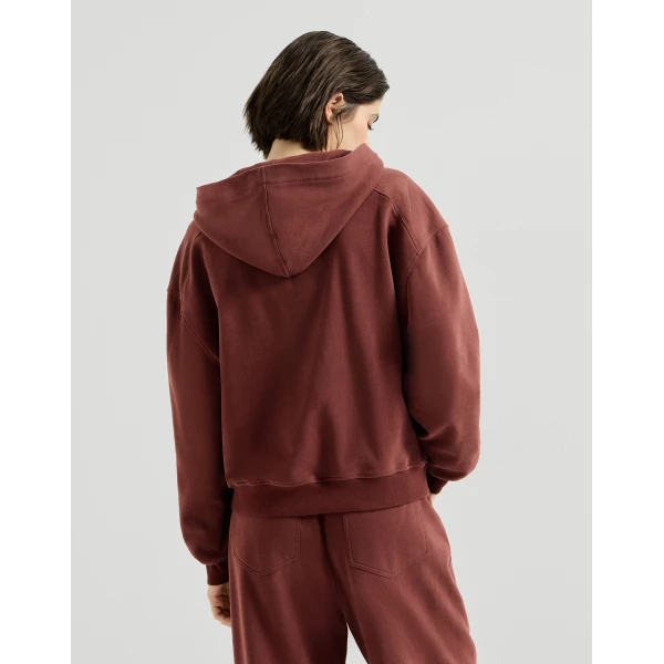 Smooth cotton French terry sweatshirt in Wine - Image 3