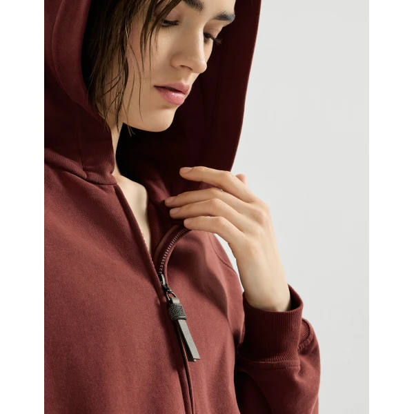 Smooth cotton French terry sweatshirt in Wine - Image 4