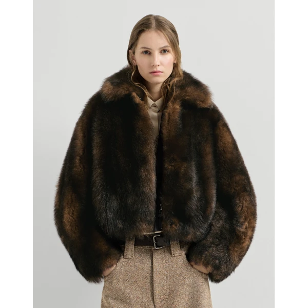 Soft Shearling outerwear jacket in Pine Cone Brown - Image 2