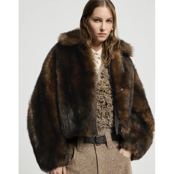 Soft Shearling outerwear jacket in Pine Cone Brown - Image 5