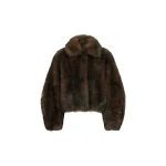 Brunello Cucinelli Soft Shearling outerwear jacket in Pine Cone Brown