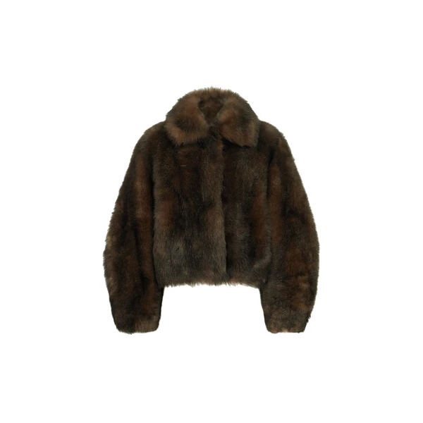 Brunello Cucinelli Soft Shearling outerwear jacket in Pine Cone Brown