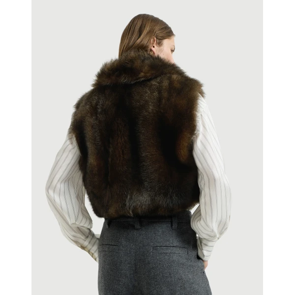 Soft shearling vest in Pine Cone Brown - Image 3