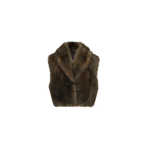 Brunello Cucinelli Soft shearling vest in Pine Cone Brown