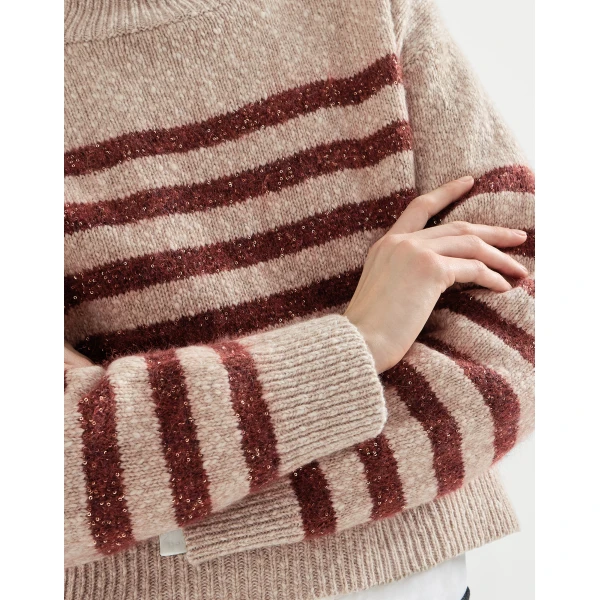 Soft virgin wool and cashmere sweater in Beige - Image 4