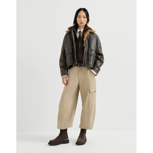Brunello Cucinelli Sparkling & Dazzling ribbed cardigan in Coffee