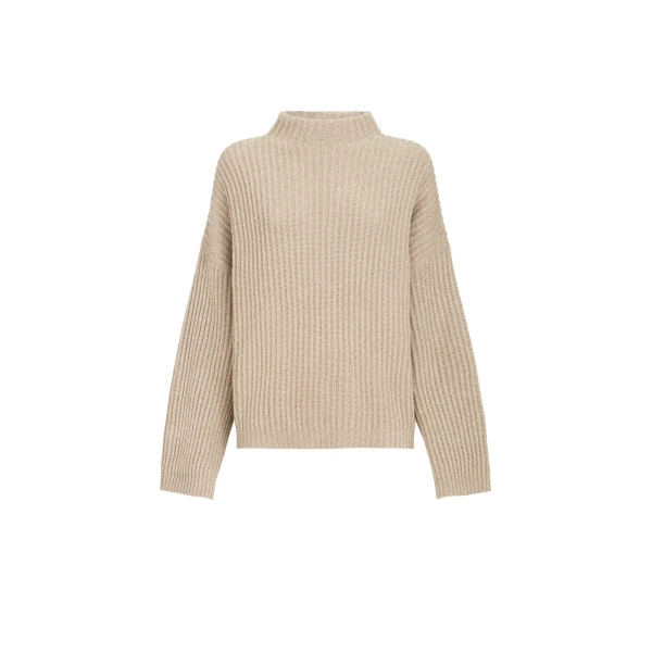 Sparkling & Dazzling ribbed sweater in Light Brown