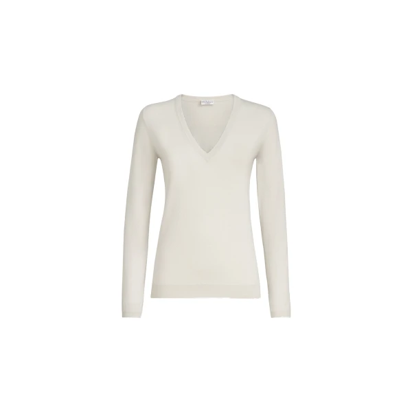 Sparkling cashmere and silk sweater in Milk