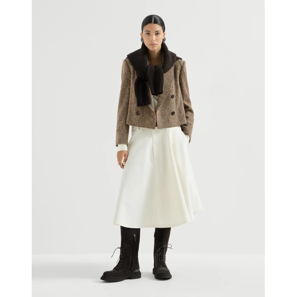 Brunello Cucinelli Sparkling chevron Crop blazer in Light Brown