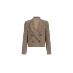 Brunello Cucinelli Sparkling chevron Crop blazer in Light Brown