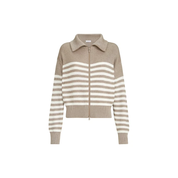 Sparkling cotton cardigan in Beige