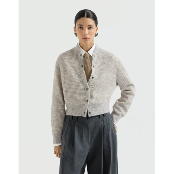 Sparkling double-knit net cardigan in Light Grey - Image 2