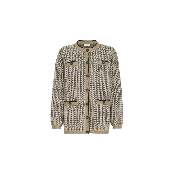 Sparkling houndstooth cardigan in Light Brown