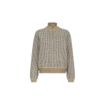 Brunello Cucinelli Sparkling houndstooth half-zip sweater in Light Brown | Sweaters | Luxury Shoes 