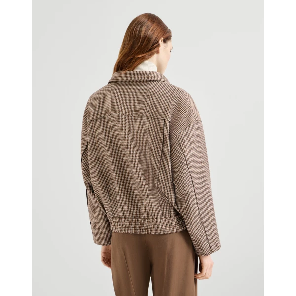 Brunello Cucinelli Sparkling houndstooth outerwear jacket in Brown