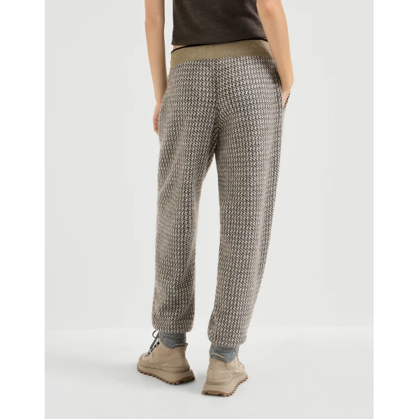 Brunello Cucinelli Sparkling houndstooth trousers in Light Brown, view 3 | Pants | Luxury Shoes 