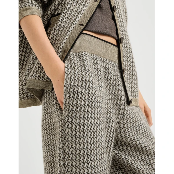 Brunello Cucinelli Sparkling houndstooth trousers in Light Brown, view 4 | Pants | Luxury Shoes 