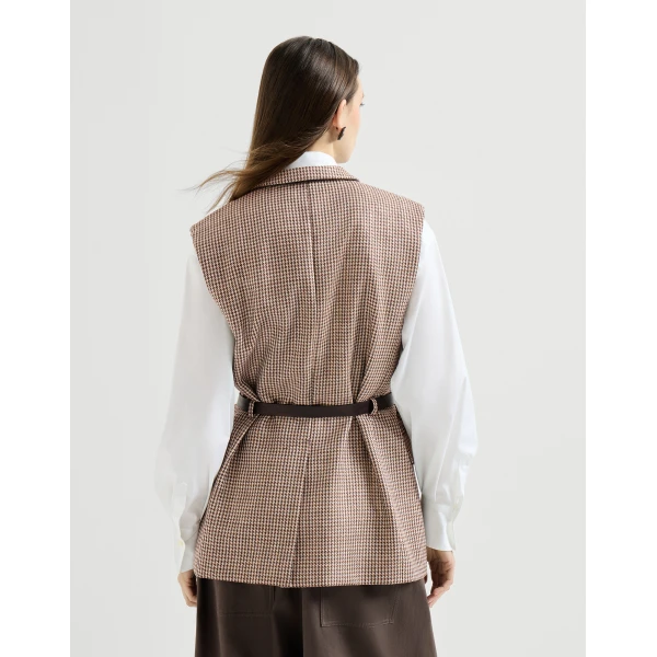 Brunello Cucinelli Sparkling houndstooth vest in Beige