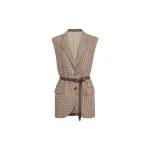 Brunello Cucinelli Sparkling houndstooth vest in Beige