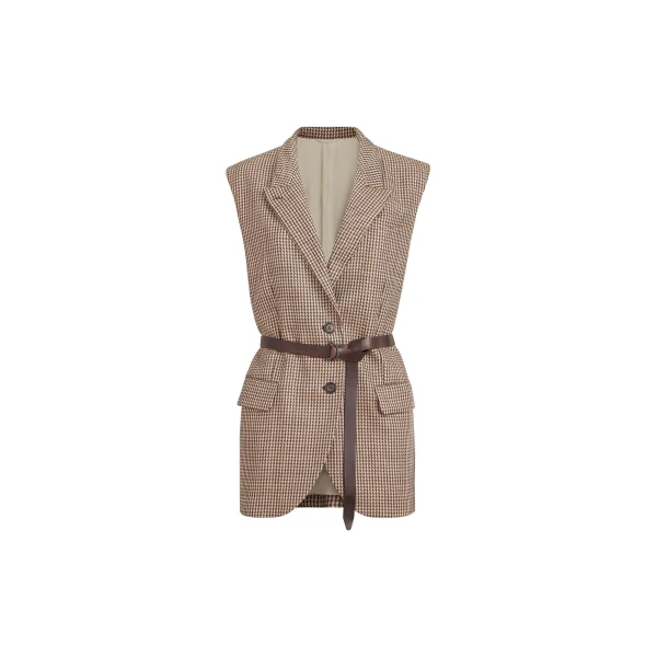 Sparkling houndstooth vest in Beige