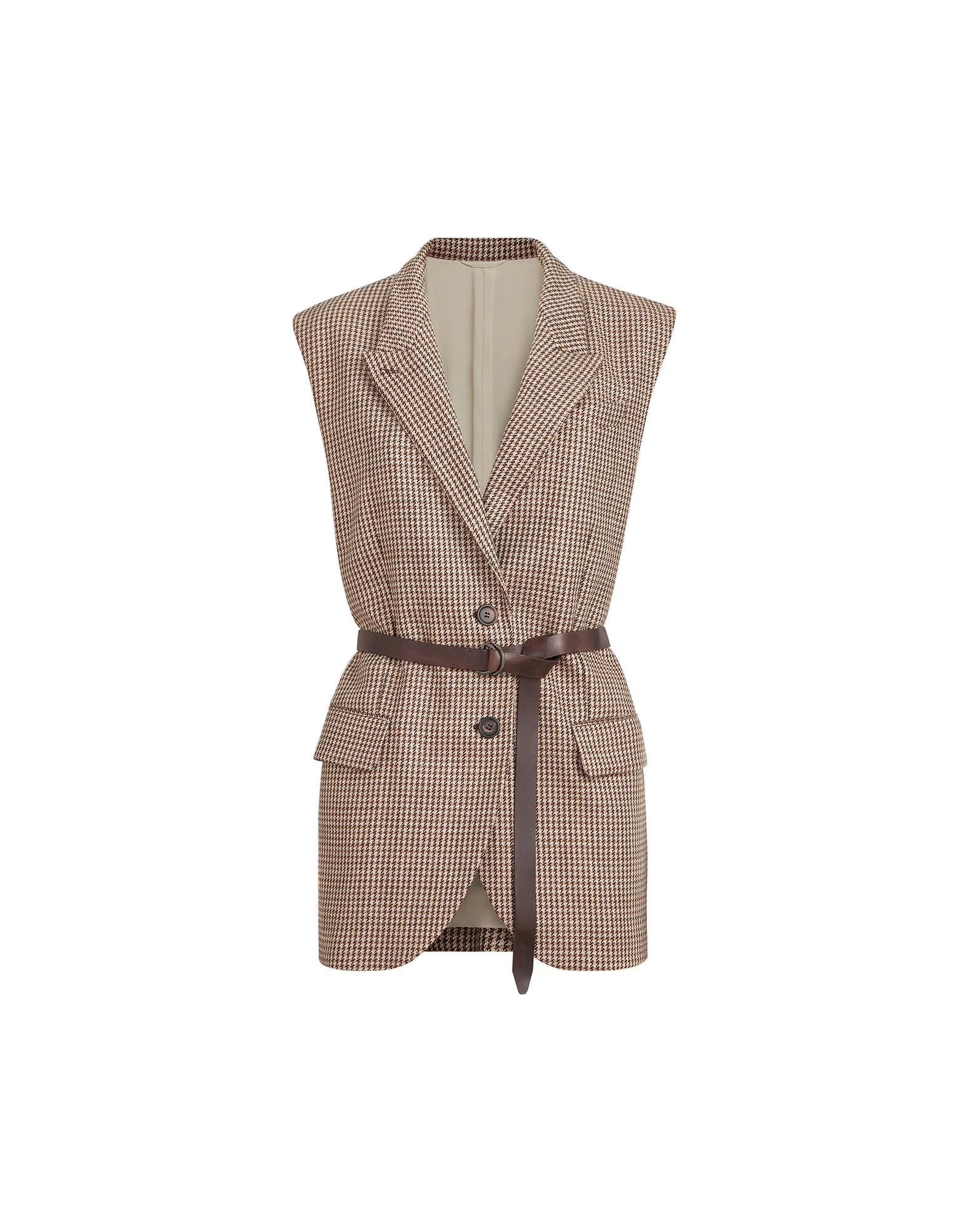 Brunello Cucinelli Sparkling houndstooth vest in Beige | Buy Jackets at Luxury Shoes Brunello Cucinelli Sparkling houndstooth vest in Beige