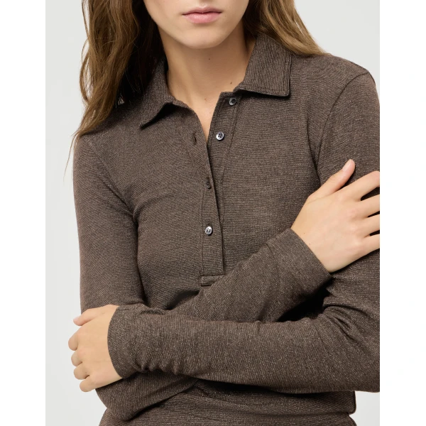 Brunello Cucinelli Sparkling jersey polo shirt in Coffee, view 4 | Shirts | Luxury Shoes 