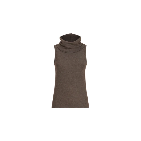 Sparkling jersey turtleneck top in Coffee