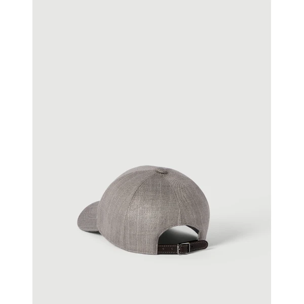 Brunello Cucinelli Sparkling pinstripe baseball cap in Silver, view 2 | Hats | Luxury Shoes 