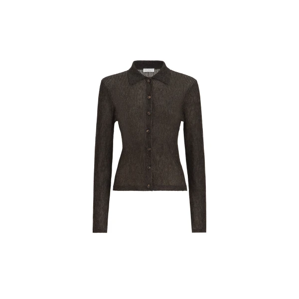 Brunello Cucinelli Sparkling rib knit cardigan in Anthracite