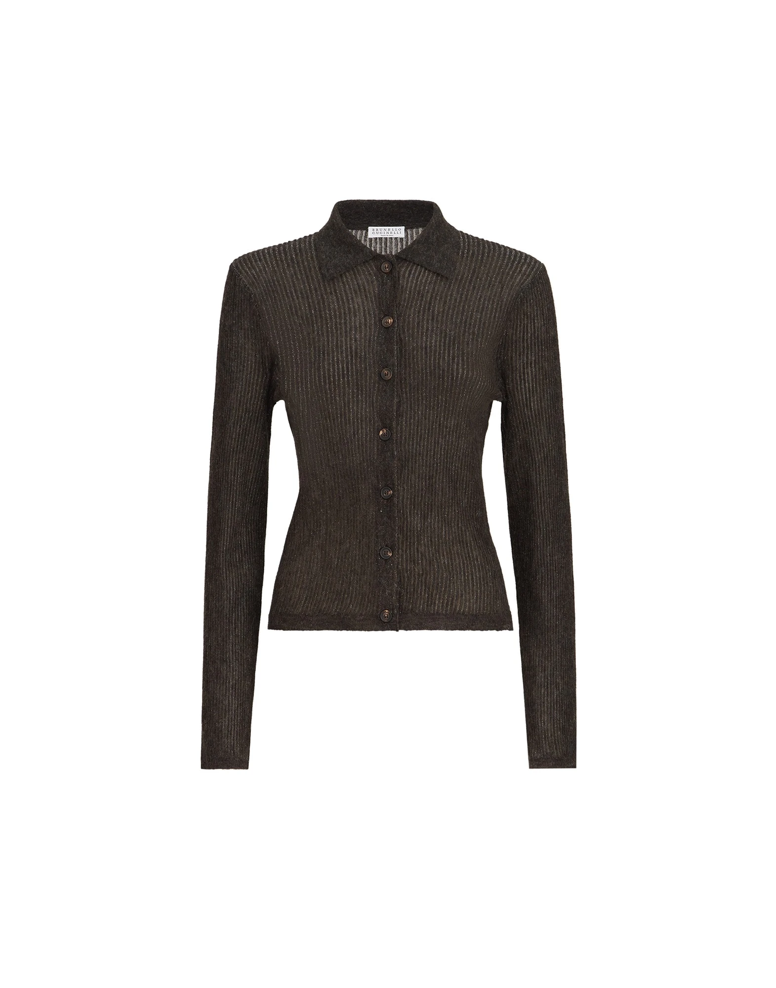Brunello Cucinelli Sparkling rib knit cardigan in Anthracite | Buy Knitwear at Luxury Shoes Brunello Cucinelli Sparkling rib knit cardigan in Anthracite