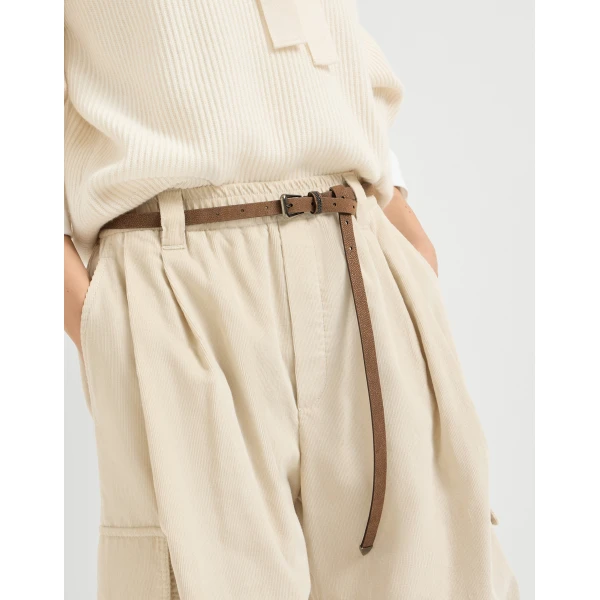 Brunello Cucinelli Sparkling textured leather belt in Hazelnut, view 3 | Belts | Luxury Shoes 