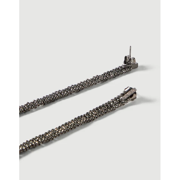 Brunello Cucinelli Sterling Silver cascade earrings in Silver, view 2 | Earrings | Luxury Shoes 