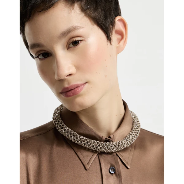 Brunello Cucinelli Sterling Silver choker in Silver, view 3 | Necklace | Luxury Shoes 