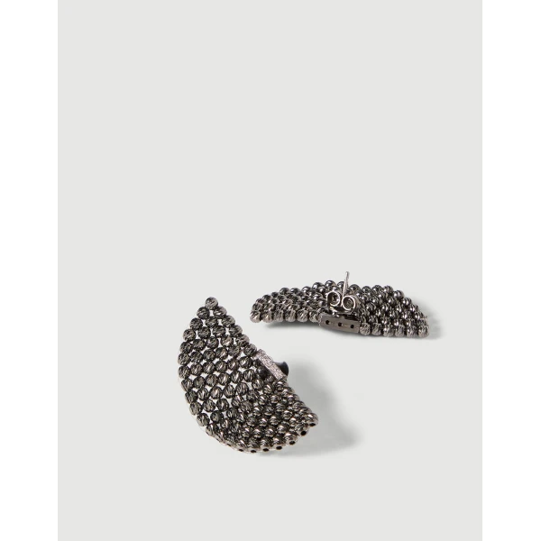 Brunello Cucinelli Sterling Silver earrings in Black, view 2 | Earrings | Luxury Shoes 