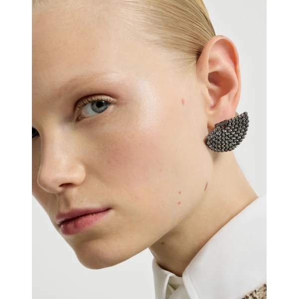 Brunello Cucinelli Sterling Silver earrings in Black, view 3 | Earrings | Luxury Shoes 