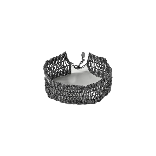 Brunello Cucinelli Sterling Silver wide choker in Silver | Necklace | Luxury Shoes 