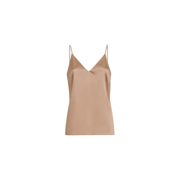Stretch silk satin camisole in Beige